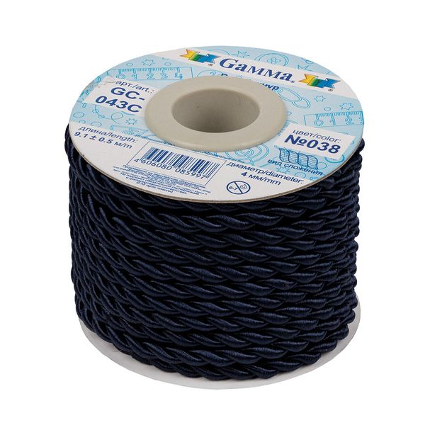 Шнур витой ⌀4.0 мм, 9.1 м, 038 т.синий, Gamma GC-043C