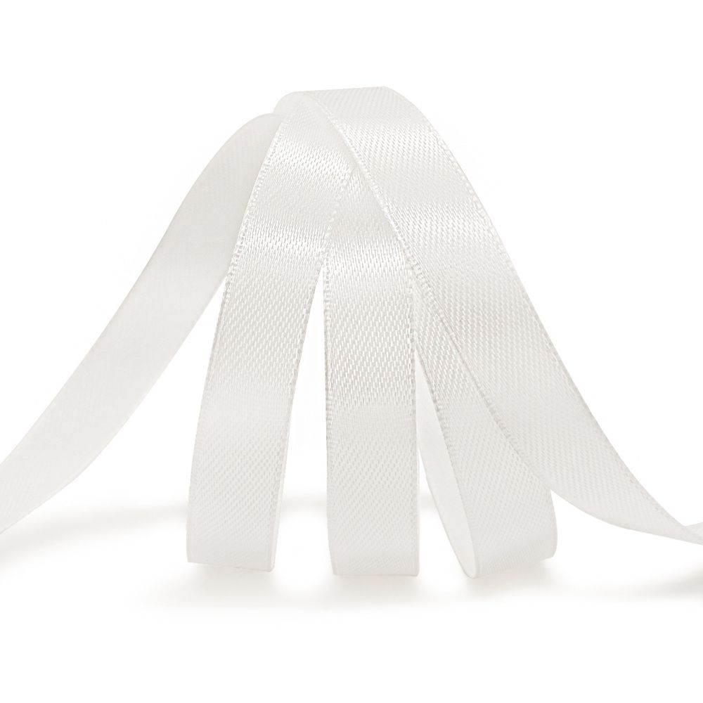 Лента атласная 1-сторонняя 12.0 мм / 22.86±1 метров, 002 белый, Globus