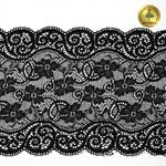 Кружево бельевое эластичное 180 мм / 25 м, YSTL00578, цв.02 черный, Kruzhevo