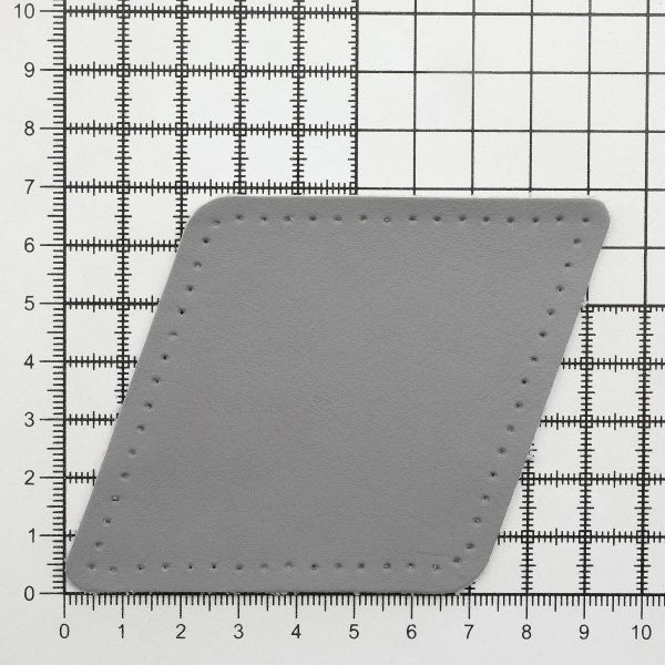 Заплатки пришивные из кожи, ромб 8х11,2см с перфорацией, 2 шт, 100% кожа, 07 серый, 9125