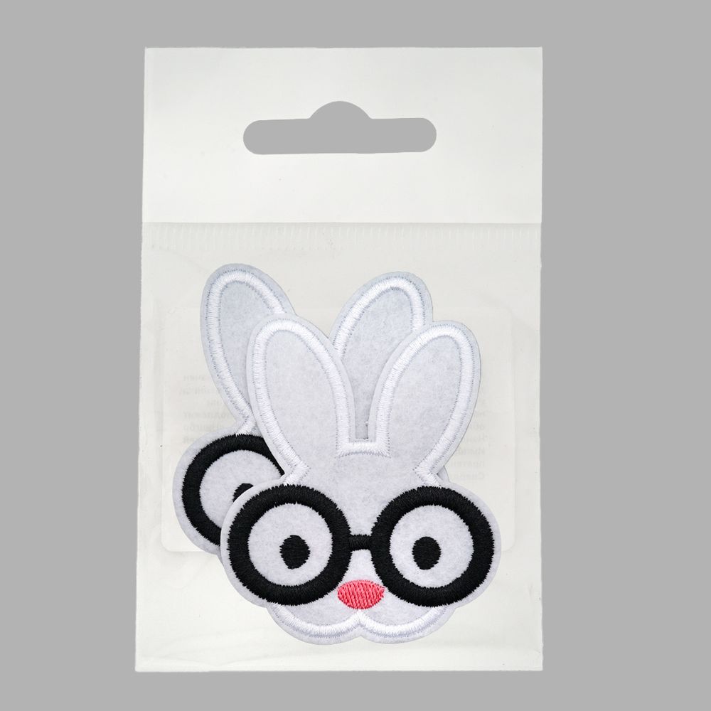 Термоаппликация Зайка в очках 70х85мм (White (белый)), 2 шт, LA525