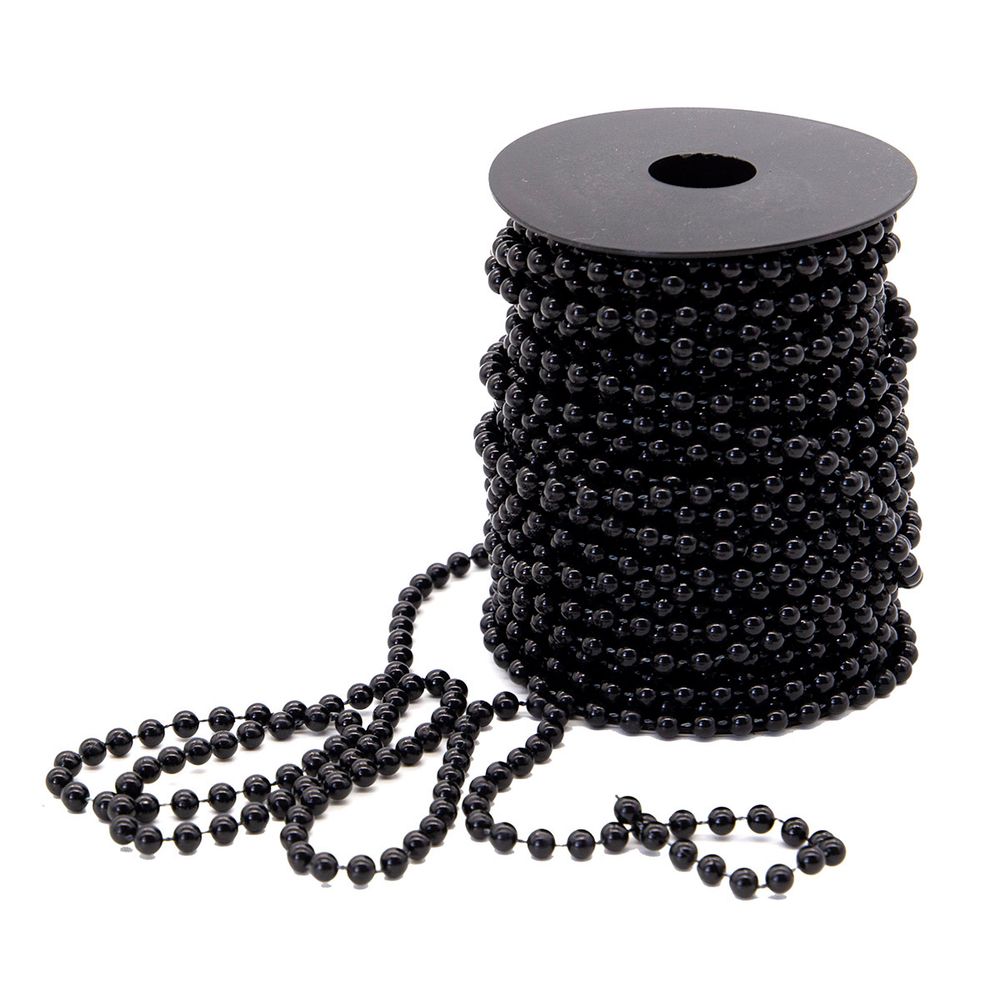 Жемчуг на нитке 6 мм, 25м (черный), 25 м