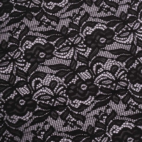Кружево бельевое эластичное 300 мм / 3.4 метра, цвет черный