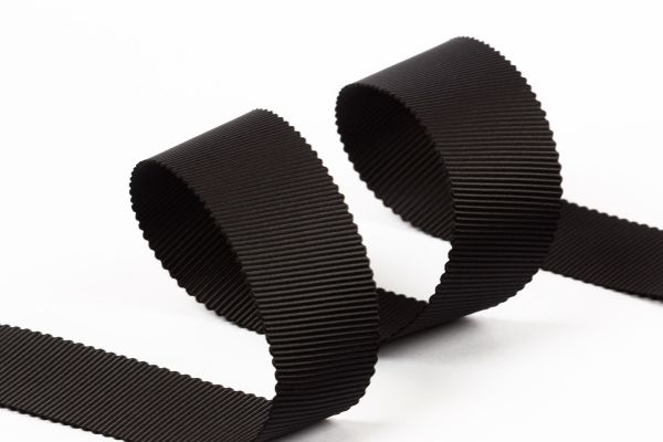 Лента репсовая (в рубчик) с зубчатым краем 25.0 мм, 25±1 метров, 002 черный, Gamma PTGR-25