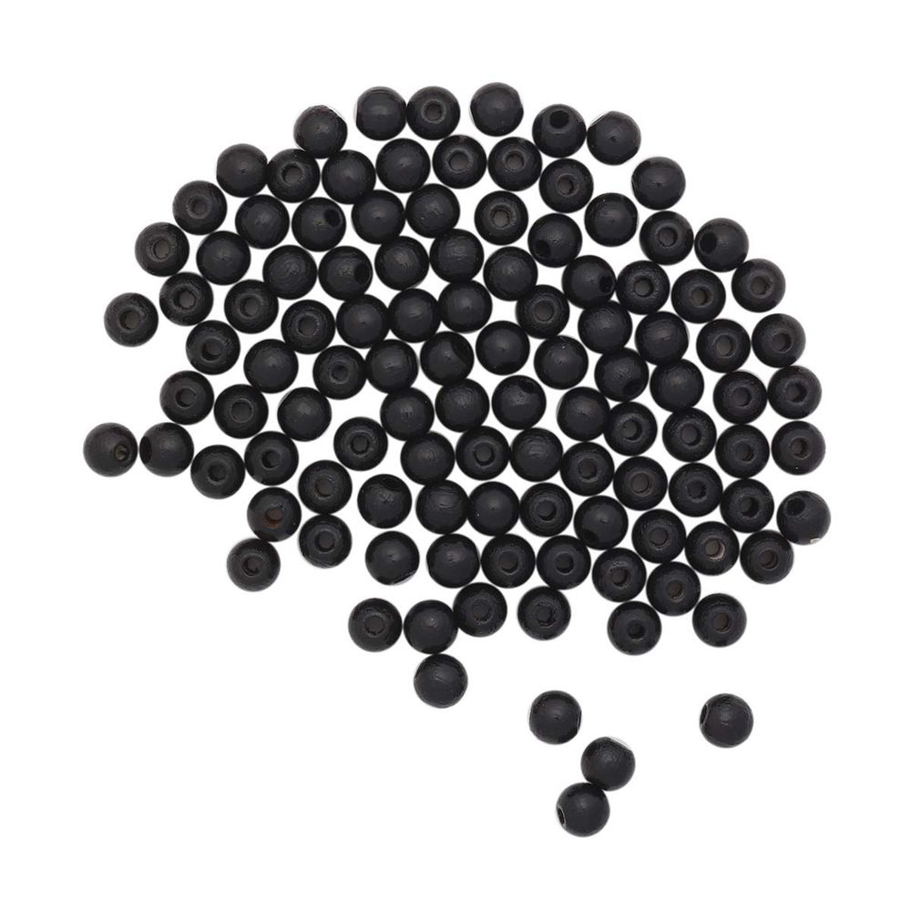 Бусины дерево черный, 6 мм, 118 шт, Glorex /TOS/