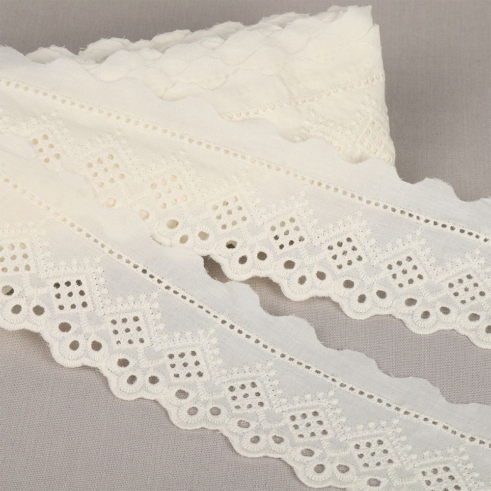 Кружево шитьё хлопок.0190 6 мм, цв.F102 молочный, уп.13.71м, Kruzhevo