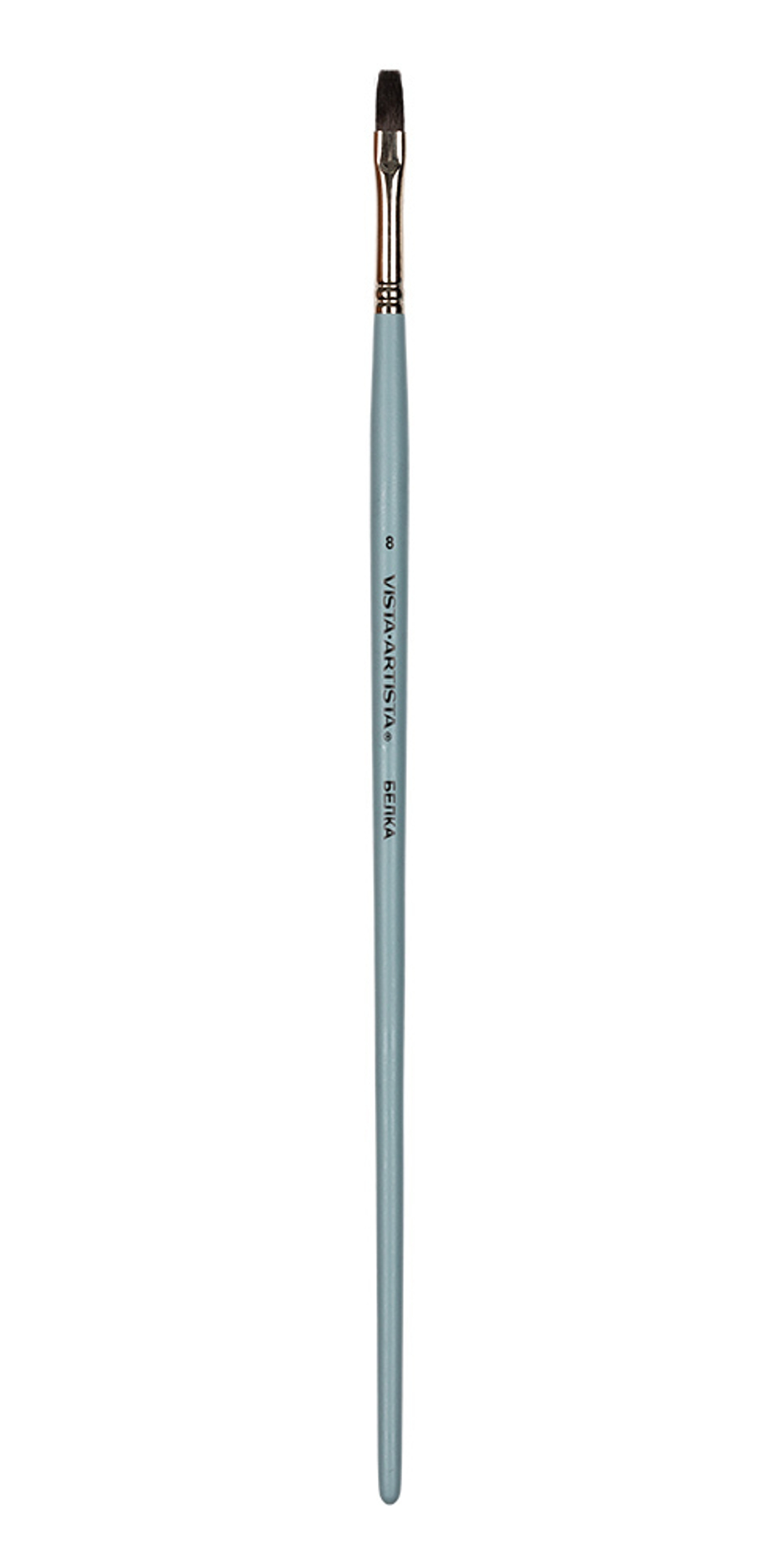 Кисть белка плоская №08, 10 шт, длинная ручка, Vista-Artista 10132-08