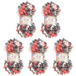 Пряжа Alize (Ализе) Puffy Fine Color / уп.5 мот. по 100 г, 14,5м, 6518 секционный