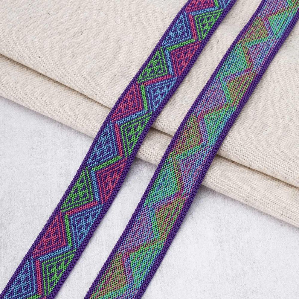 Резинка для подтяжек (помочная) 25.0 мм, / 20 метров, 145 фиолет-салат-розовый