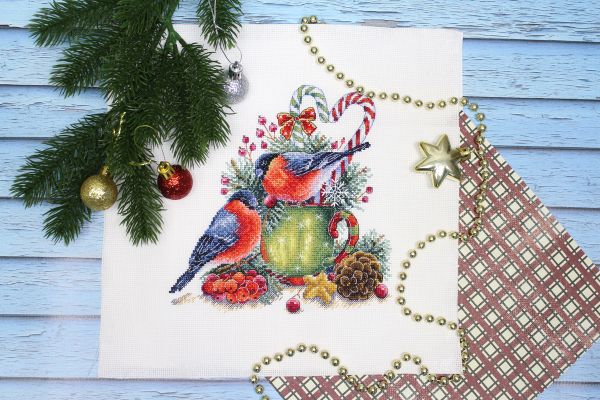 Набор для вышивания нитками МП Студия, Зимние беседы, 19х19 см