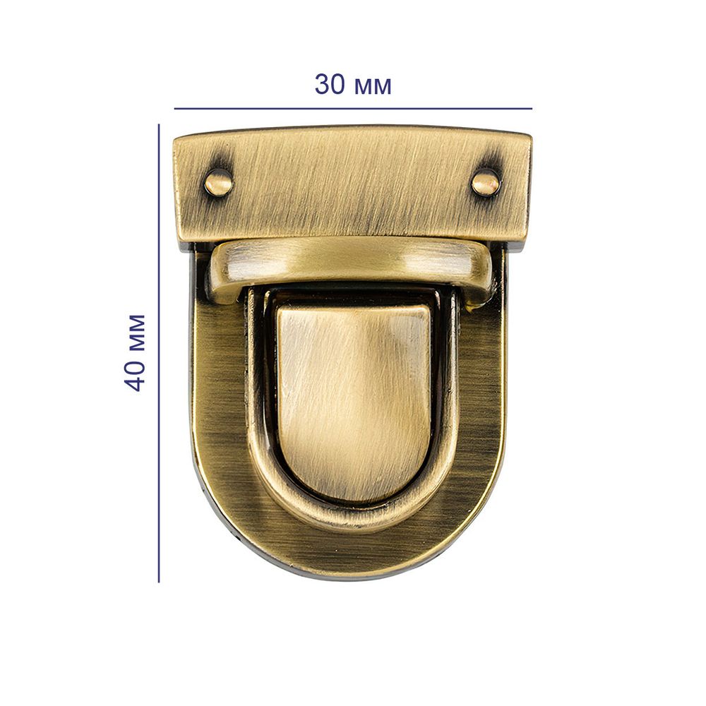 Замок для сумки 40х30 мм, 5 шт, под бронзу, Gamma LBZ-1B