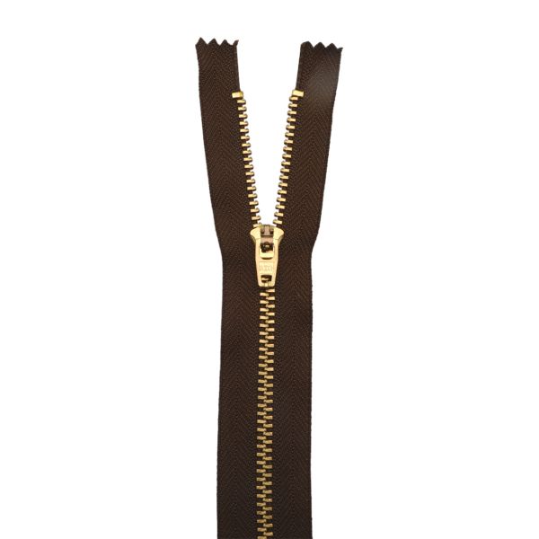 Молния металл джинсовая Т5 (5 мм) 1 зам., н/раз., 16 см, коричневый, 39098/16-3, 10 шт