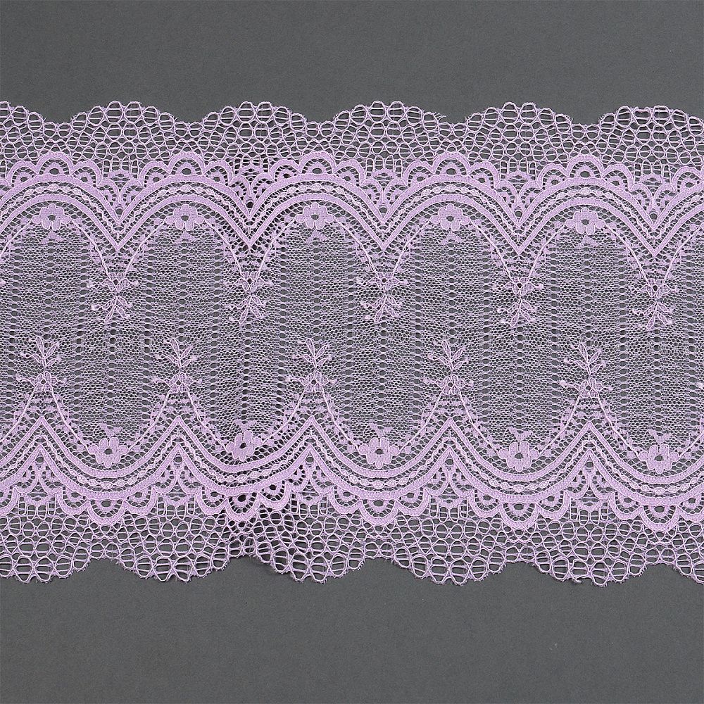 Кружево бельевое эластичное 230 мм / 10 м, 8037, цв.F165 нежная сирень, Kruzhevo