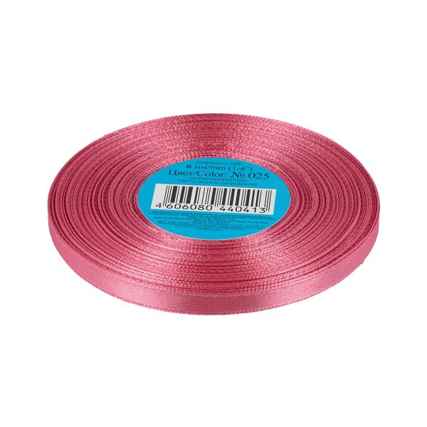 Лента атласная 1-сторонняя 6.0 мм / 33±2 метра, 025 т-розовый, Gamma