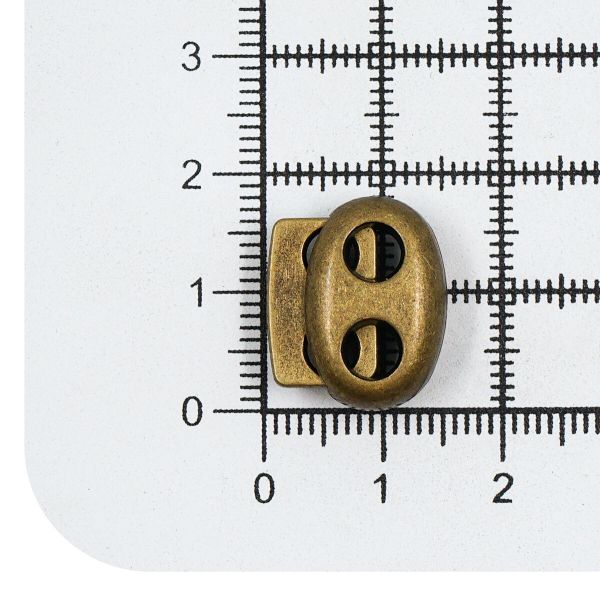 Фиксатор (зажим) для шнура металл плоский, 2 отв., 18х15 мм, (in ⌀4.5 мм), мет. цв.латунь, 10 шт