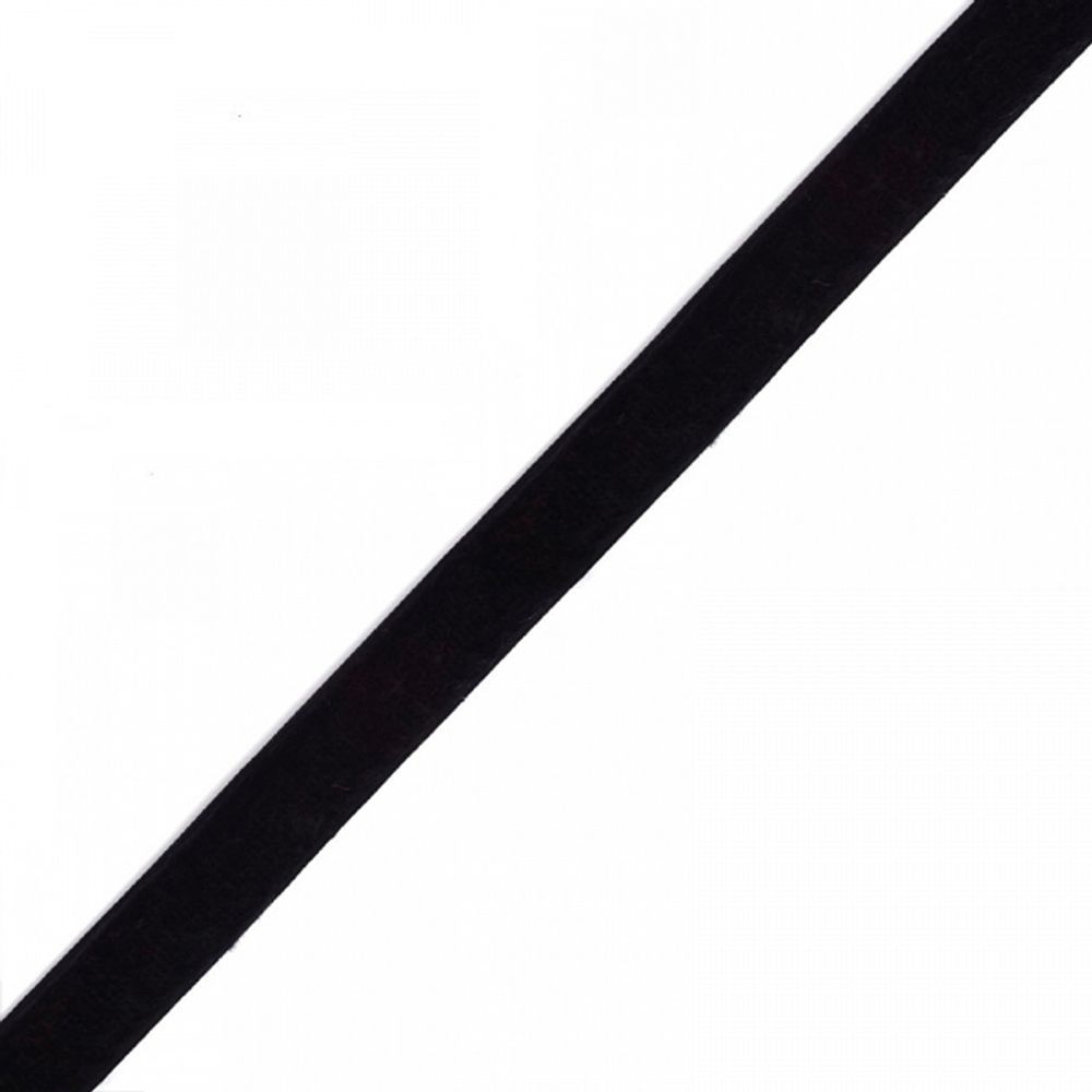 Лента бархатная эластичная 10 мм, нейлон, черный, уп. 30м