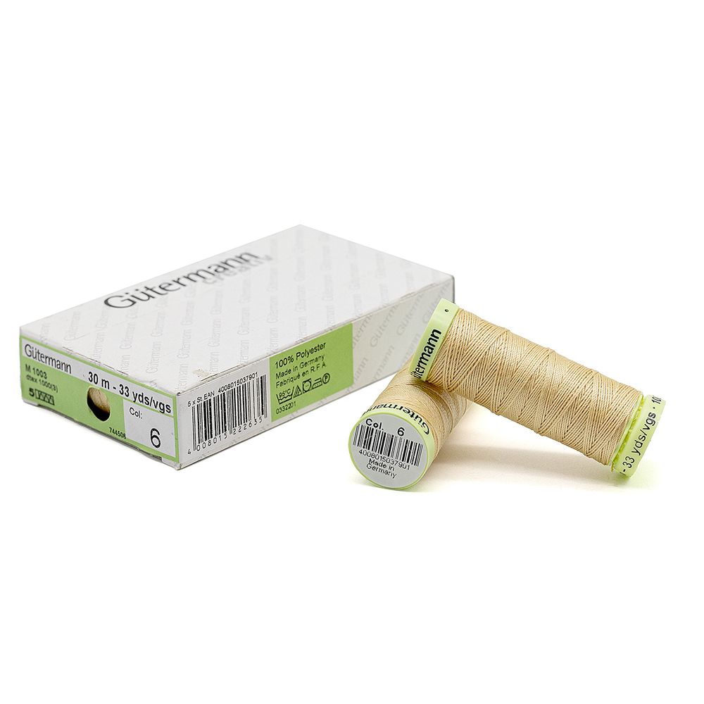 Нитки отделочные Gutermann Top Stitch, 30м, 006 кремово-бежевый, 5 катушек
