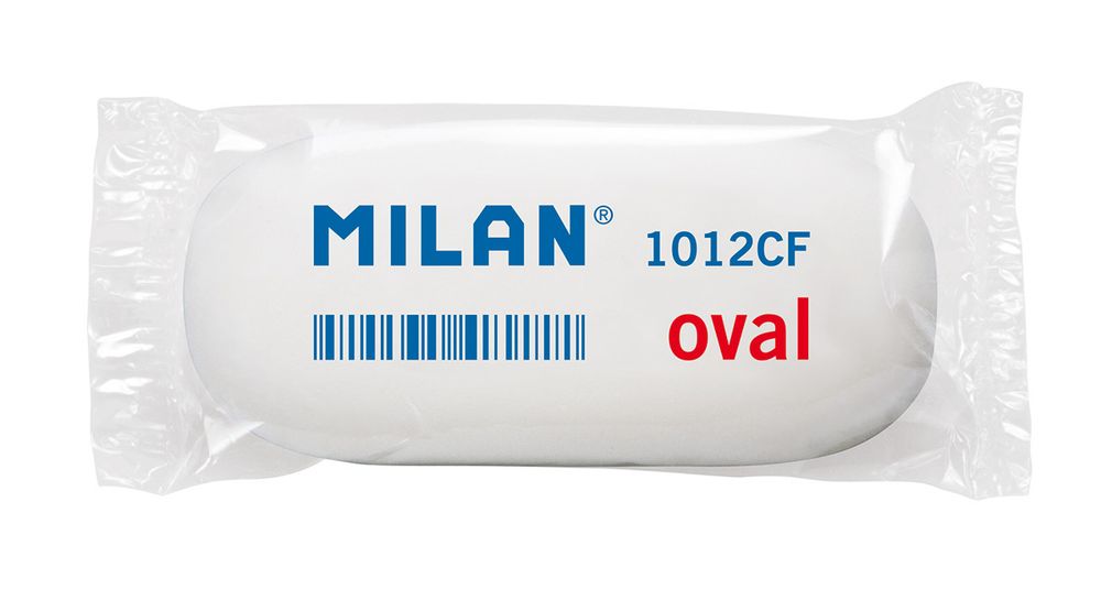 Ластик 1012 6.3х2.8х1.2 см, 12 шт, CMM1012 белый, овальный, Milan