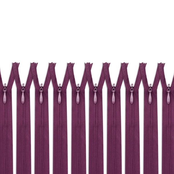 Молния потайная (скрытая) Т3 (3 мм) 1 зам., н/раз., 50 см, баклажан, нейлон, 31327 / 50, 10 шт