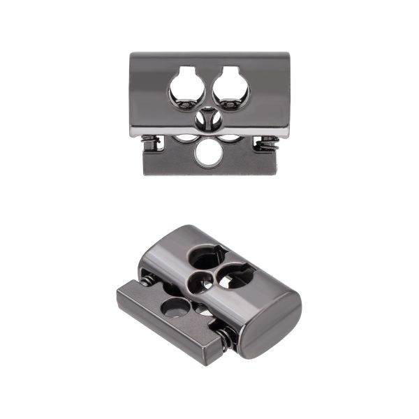 Фиксатор (зажим) для шнура металл 3 отв., ⌀4.0 мм (18.8х14 мм), черный никель, ГУБ13921, 10 шт