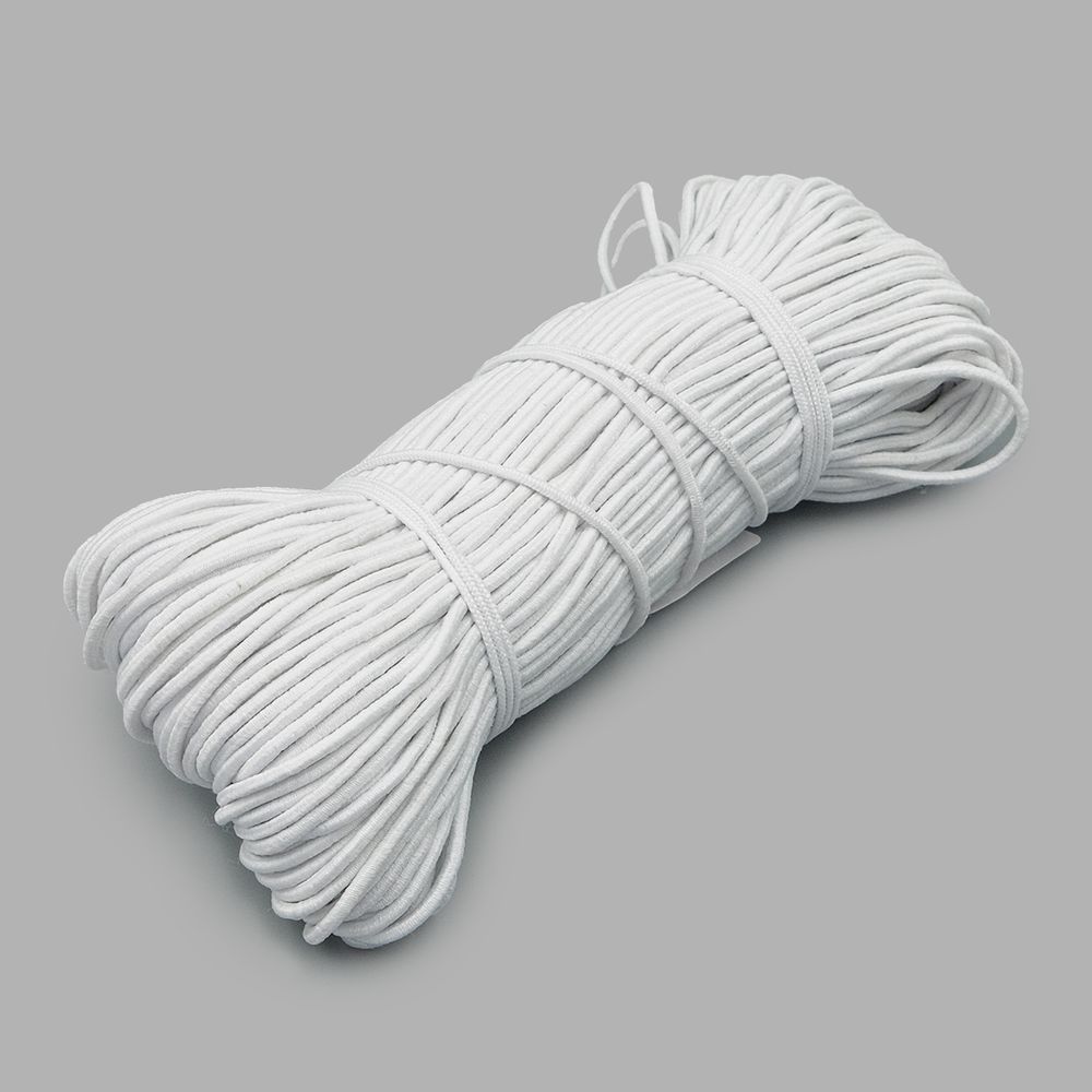 Резинка шляпная (шнур эластичный) ⌀1.5 мм / 50 метров, белый