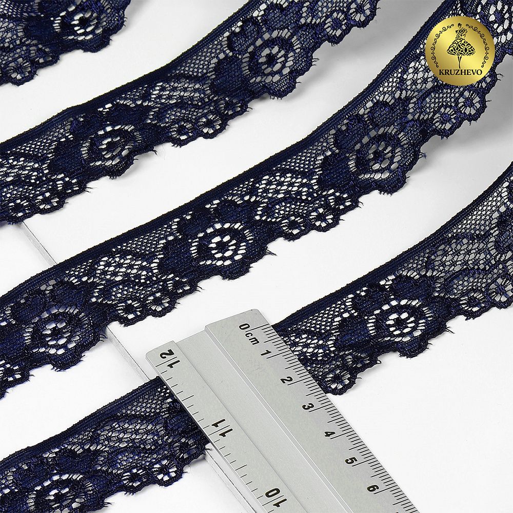 Кружево эластичное (стрейч) 30 мм, L839, цв.S058 синий сапфир уп.50м, Kruzhevo