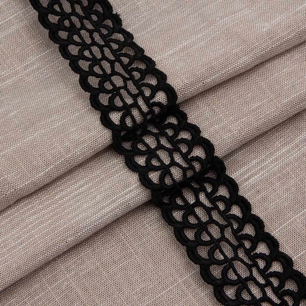 Кружево гипюр (плетёное) 33 мм, черный, 13.71 м