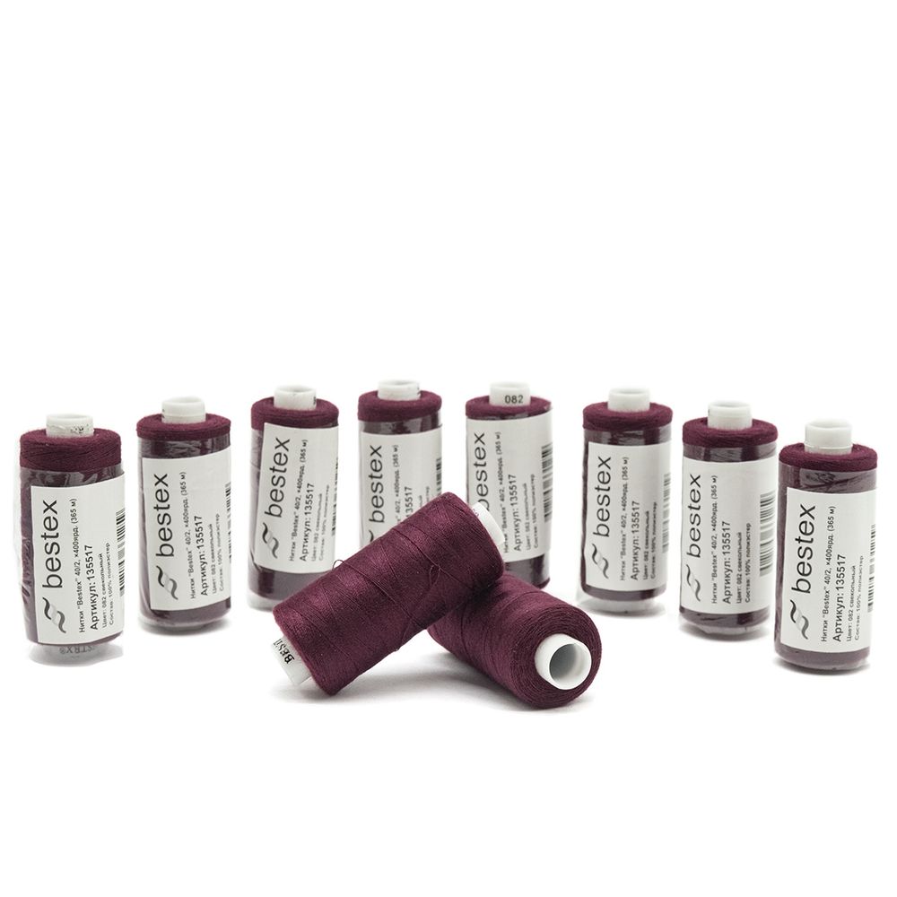 Нитки швейные бытовые Bestex 40/2, 365 м (400 ярд) / 10 кат., 082 свекольный