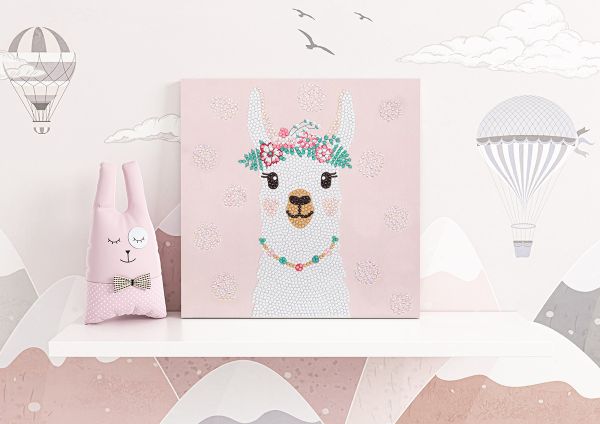 Алмазная (кристальная) мозаика Фрея, постер Лама, 20х20 см