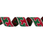 Лента (тесьма) жаккардовая 24.0 мм / 25±1 метров, рис.9591, Орнаменты и узоры народов севера, белый-красный-зеленый, Gamma С3772Г17 рис.9591