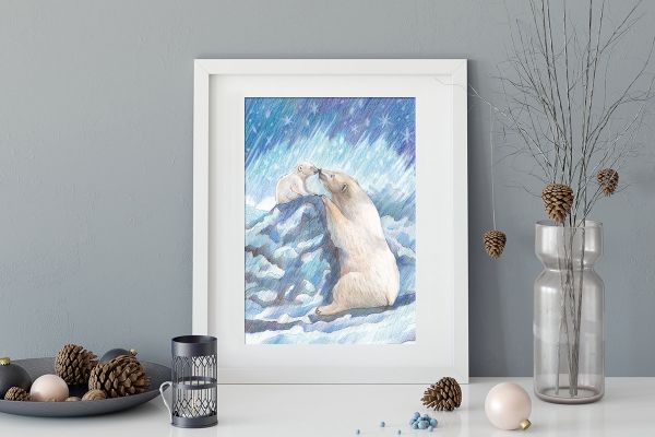 Скетч для раскрашивания цветными карандашами Фрея RPSC-0044, Полярные мишки, 29.5х20.5 см