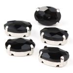 Хрустальные стразы в цапах овальной формы, черный 10х14 мм, 5 шт., ОЦ012НН1014