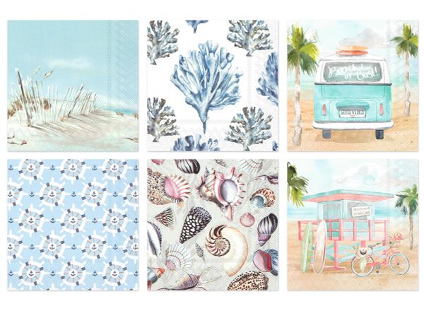 Салфетки для декупажа ассорти №97 33х33 см, 6 шт, Путешествие на море, Love2art №97