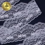 Кружево отделочное в стиле "трикотаж" 50 мм, диз. 928, цв.01 белый, уп. 9.14 м