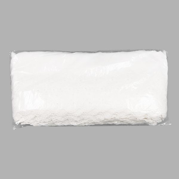 Кружево шитьё широкое 117 мм / 13.72 м, 100% хлопок, белоснежный