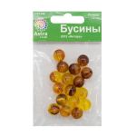 Бусины натуральный камень янтарь 12 мм, 20 г, Астра