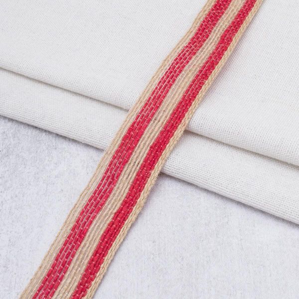 Тесьма отделочная джутовая 30 мм / 20 метров, 1-Н08 красный, 23504