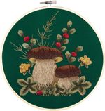 Набор для вышивания нитками Panna, Живая картина Грибы. Белые, 20.5х20.5 см