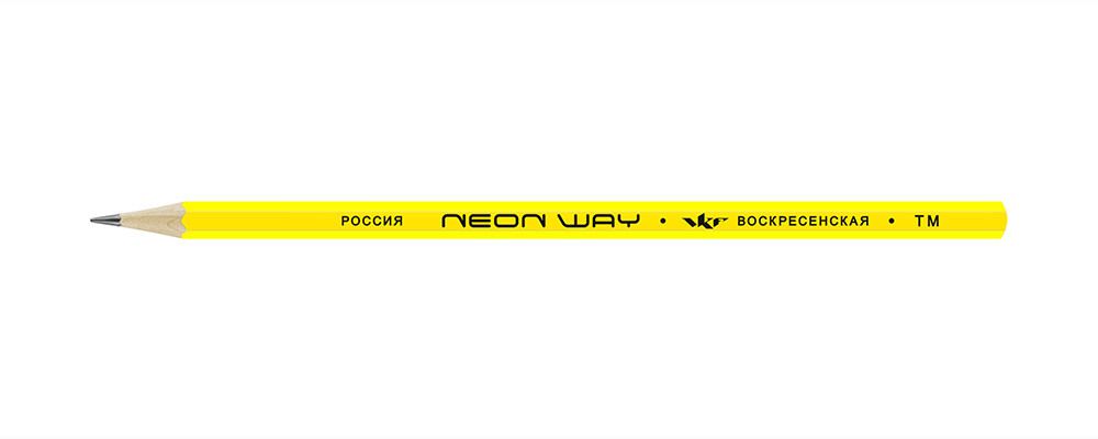 Карандаш чернографитный неоновый заточенный ТМ (HB) 72 шт, Neon way NW04, 1540 желтый, ВКФ NW04