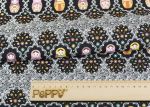 Ткань для пэчворка Peppy Крошки-матрешки, рулон 112 см / 5 метров, КМ-03 черный, Peppy