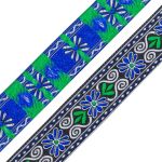 Лента (тесьма) жаккардовая 33.0 мм / 7 метров, черный/синий, 11831