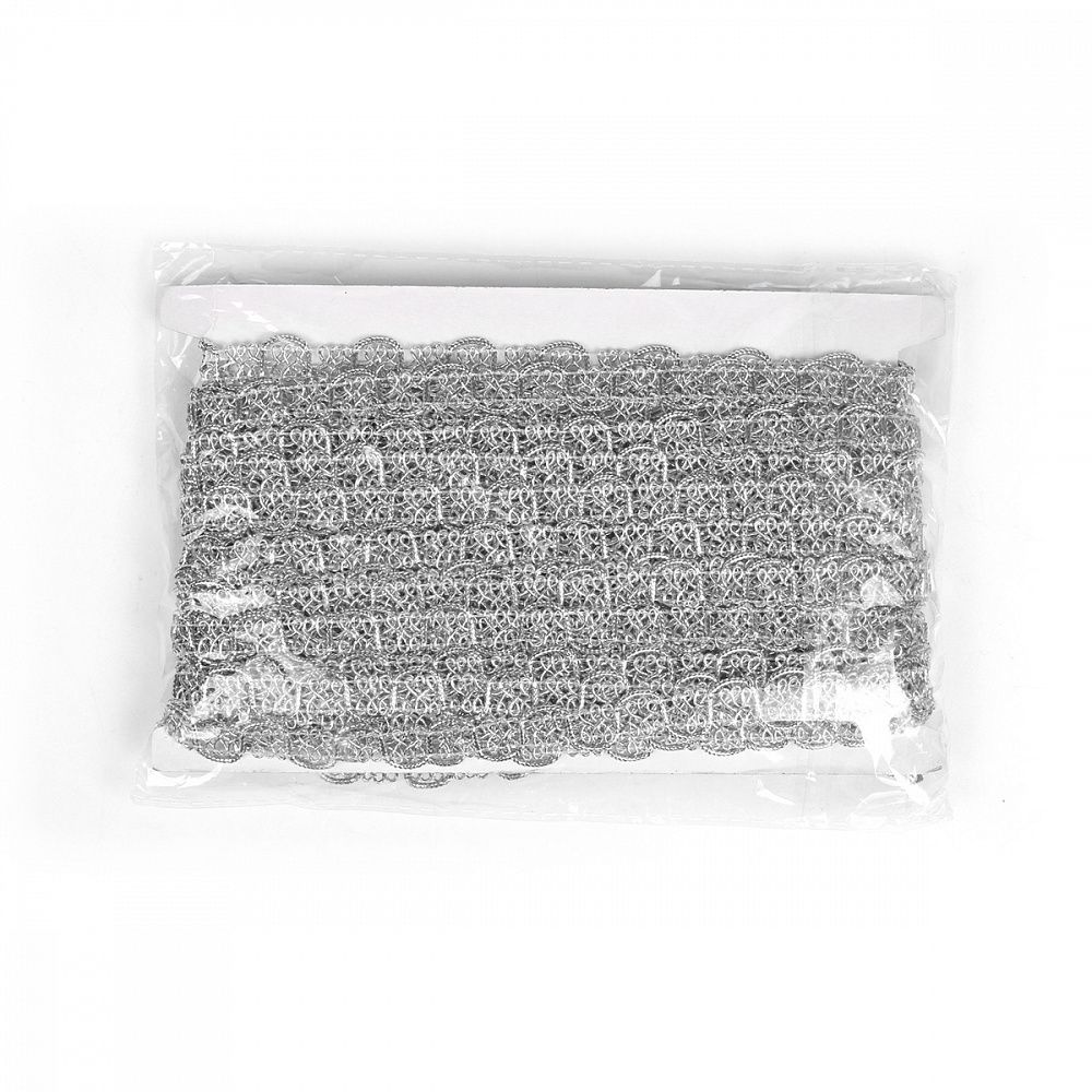 Тесьма отделочная 13 мм, 9545 цв.серебро уп.13.71м