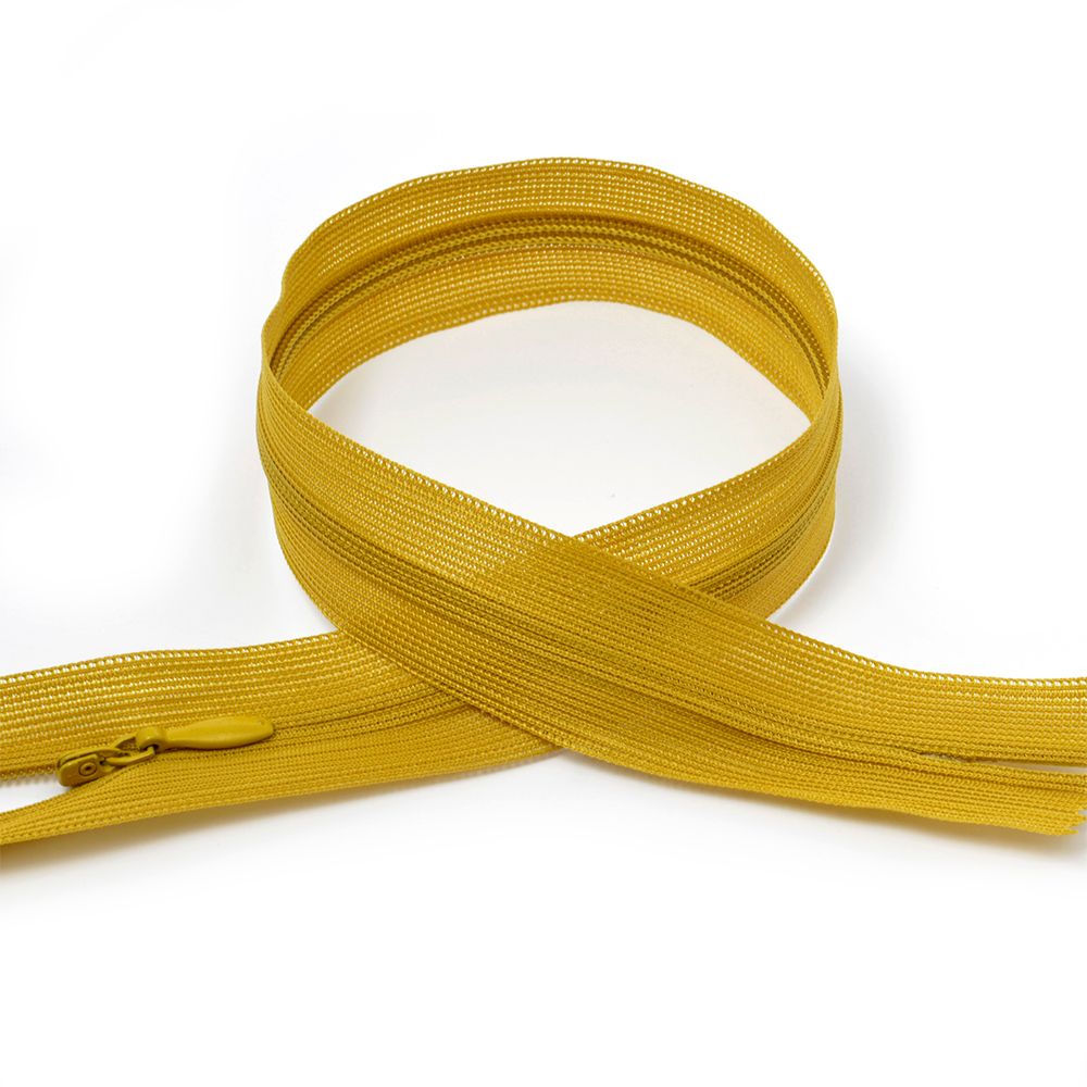 Молния потайная (скрытая) Т3 (3 мм) 1 зам., н/раз., 20 см, цв.F122 горчичный уп.50 шт Молния потайная (скрытая) Т3 (3 мм) 1 зам., н/раз., 20 см, цв.F122 горчичный уп.50 шт