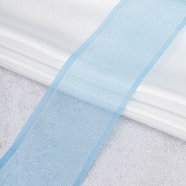 Лента для бантов 80.0 мм / 25 метров, голубой/серебро, С3501Г17(С3622Г17)