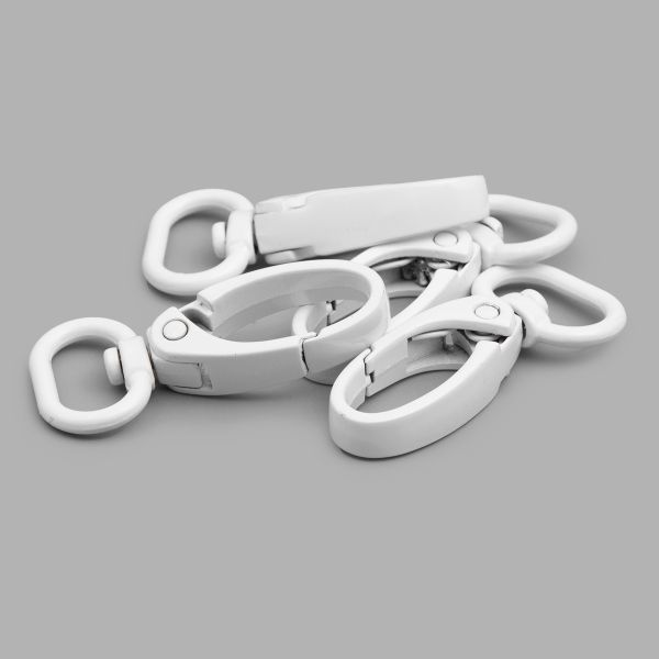 Карабин металл 15.0 мм (43х22 мм), белый лак, ГУ12849, 4 шт