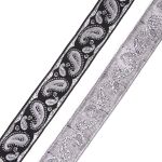 Лента (тесьма) жаккардовая 22.0 мм / 10±0.5 метров, Пейсли, 22807 черный/серебро