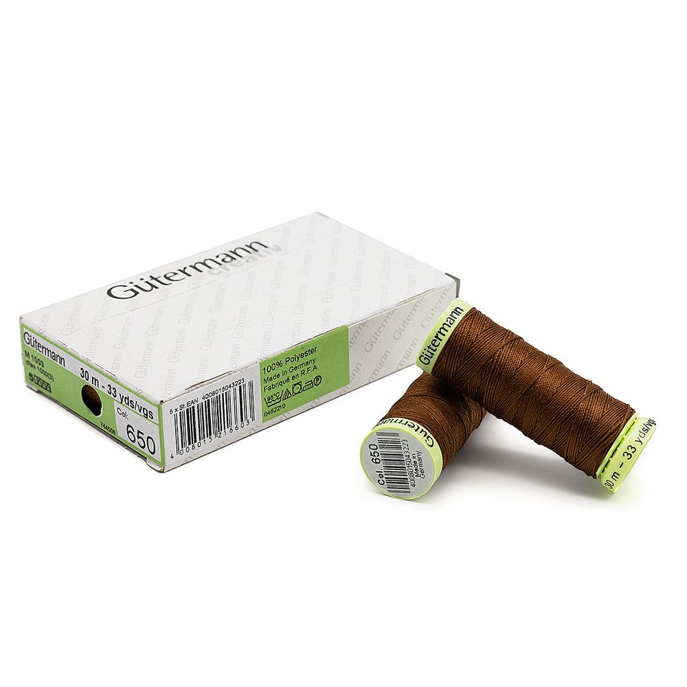 Нитки отделочные Gutermann Top Stitch, 30м, 650 золотисто-каштановый, 5 катушек