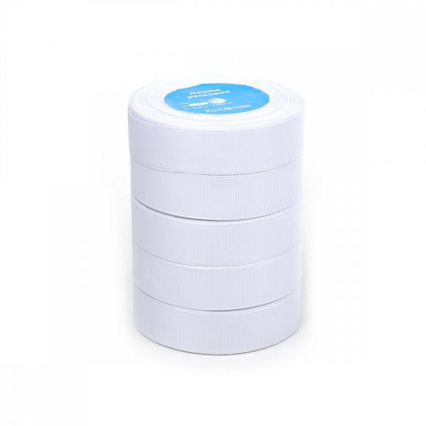 Лента репсовая (в рубчик) 20.0 мм цв. 029 белый 5 шт по 22.86м (±1м)