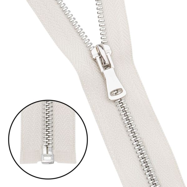 Молния металл Т5 (5 мм) 1 зам., разъем., 75 см, никель, 571 молочный, 5 шт