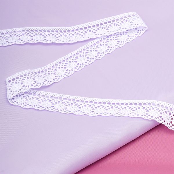 Кружево вязаное (тесьма) хлопковое 25 мм / 25 метров, одностор. (01 белый)